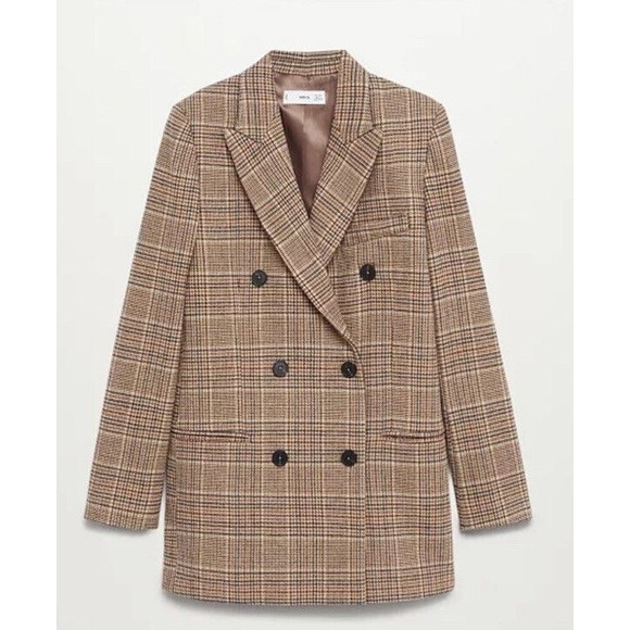 MANGO MNG Women’s Size Small Wrap Check Suit Blazer NWT OPEN 2 OFFERS - Picture 9 of 14
